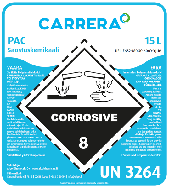 Algol Chemicals etikett - Carrera